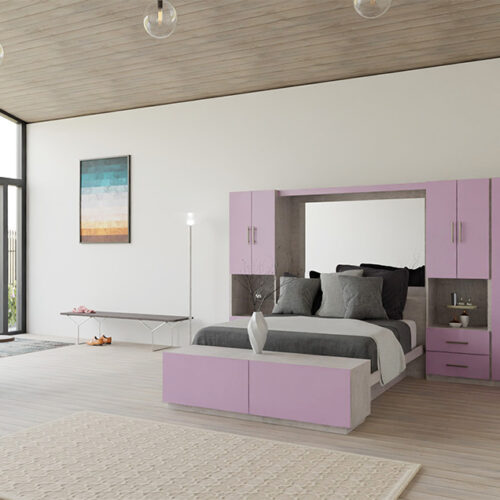 Pink Colored Glass Pier Wall Bed