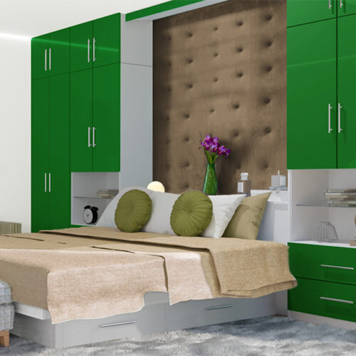 Extra Wide Green Colored Glass Pier Wall Bed