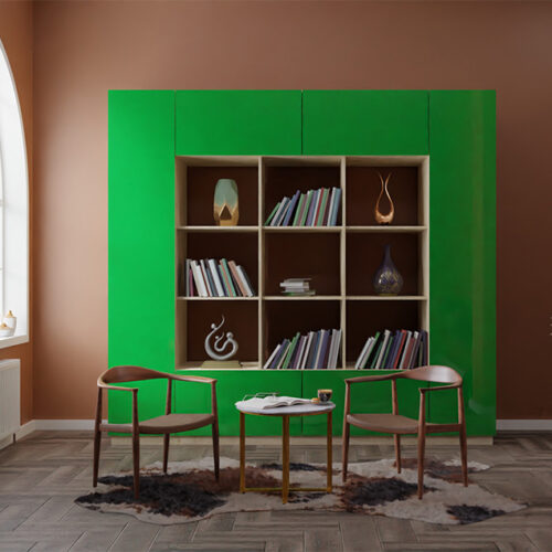 Green Colored Glass Curio Cabinet: Harrison Bookcase