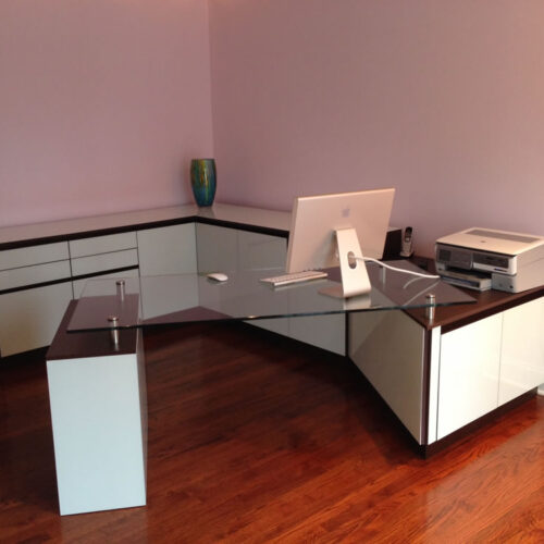 Custom Icicle Colored Glass Desk in Rumson, NJ