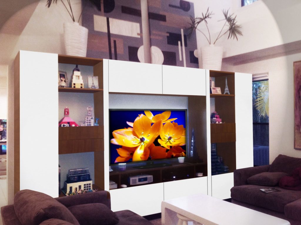 Glossy White Lucus Entertainment Wall Unit in Boca Raton, Florida