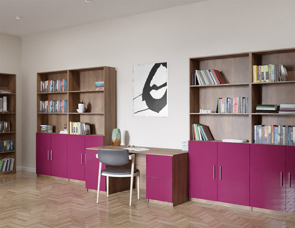 Pink Colored Glass Bookshelves