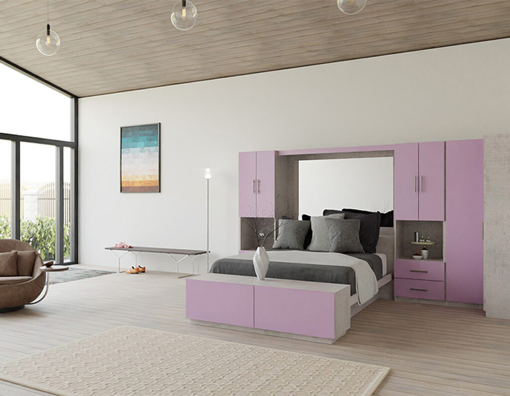 Pink Colored Glass Pier Wall Bed