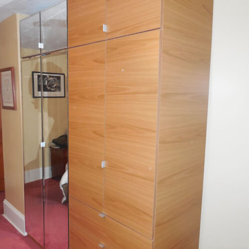 Wood and Mirrored Wardrobe