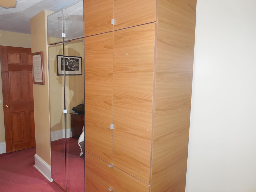 Wood and Mirrored Wardrobe