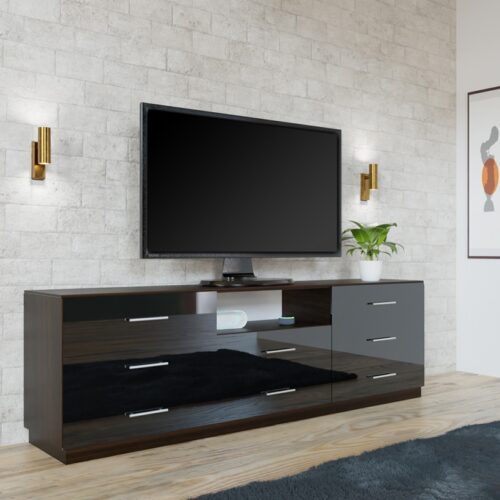 Black Glass Bergen Contemporary TV Stand