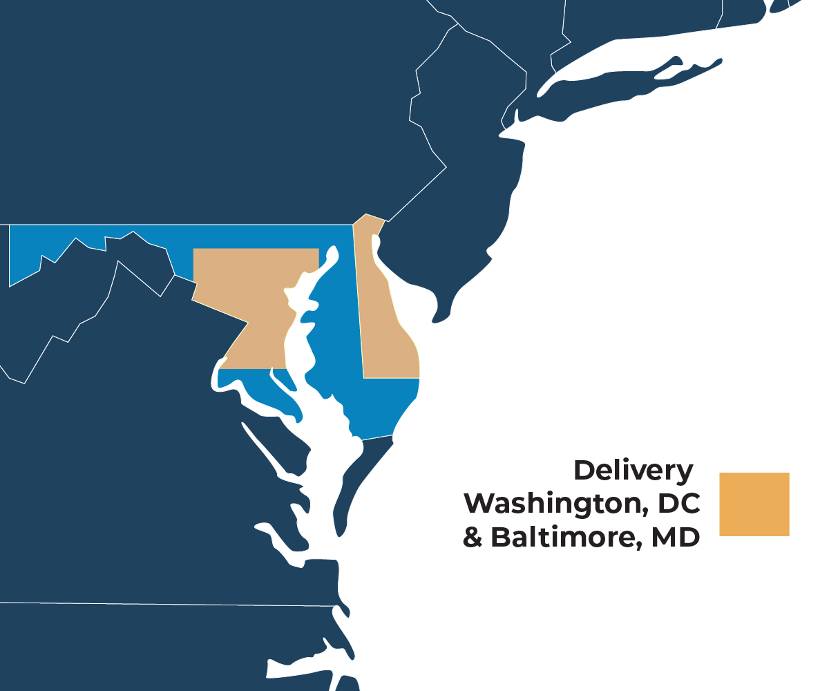 Washington, DC and Baltimore, MD Delivery Areas