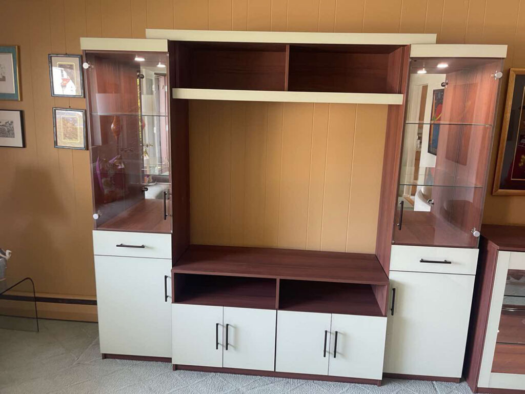 Custom Emma Entertainment Center with Display Cabinet in Merrick, NY