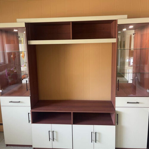 Emma Entertainment Center with Custom Display Cabinet in Merrick, NY