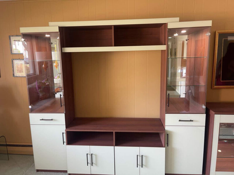 Emma Entertainment Center with Custom Display Cabinet in Merrick, NY