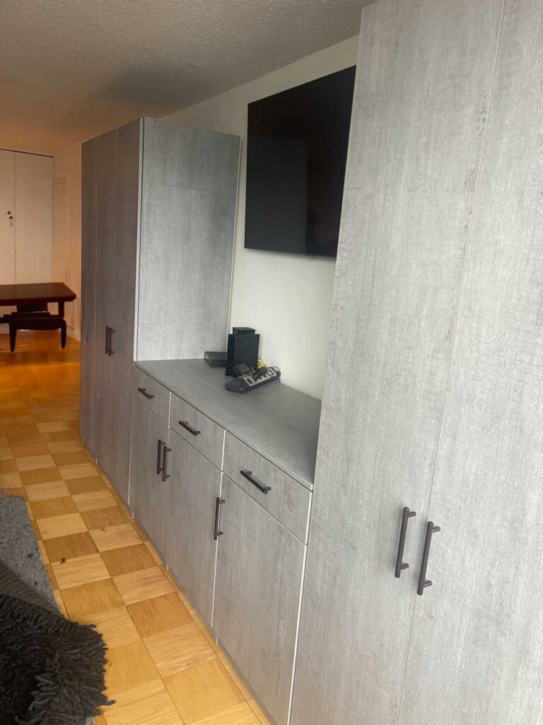 Custom U-shaped Entertainment Center for Manhattan Apartment