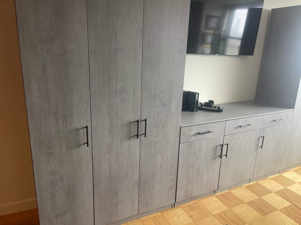 Custom U-Shaped Entertainment Center for Manhattan Apartment
