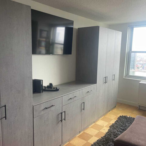 Custom U-Shaped Entertainment Center for Manhattan Apartment