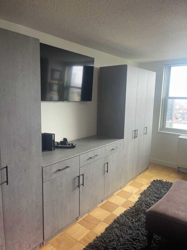 Custom U-Shaped Entertainment Center for Manhattan Apartment