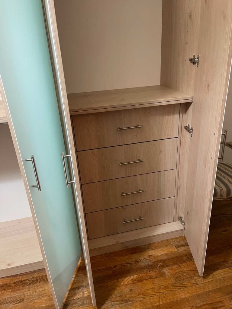 Bella Wardrobe Package with Glass Fronts in Bronx Residence