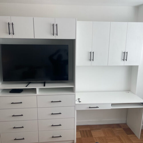 Custom TV Wardrobe with Desk Integration for Manhattan Apartment