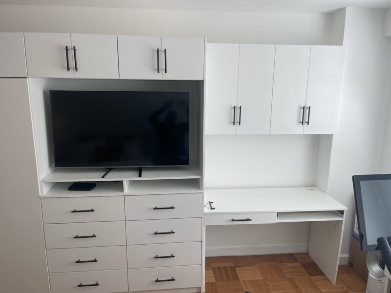 Custom TV Wardrobe with Desk Integration for Manhattan Apartment