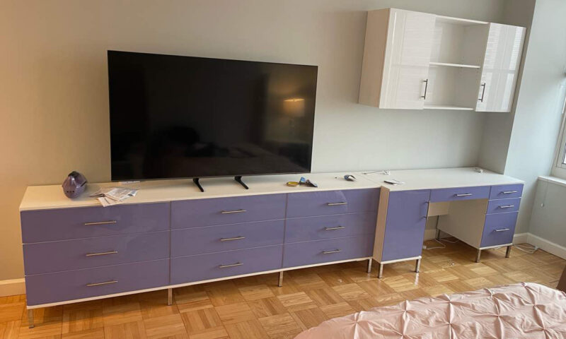 Custom Entertainment Center & Multi-Function Bedroom Furniture for Manhattan Apartment
