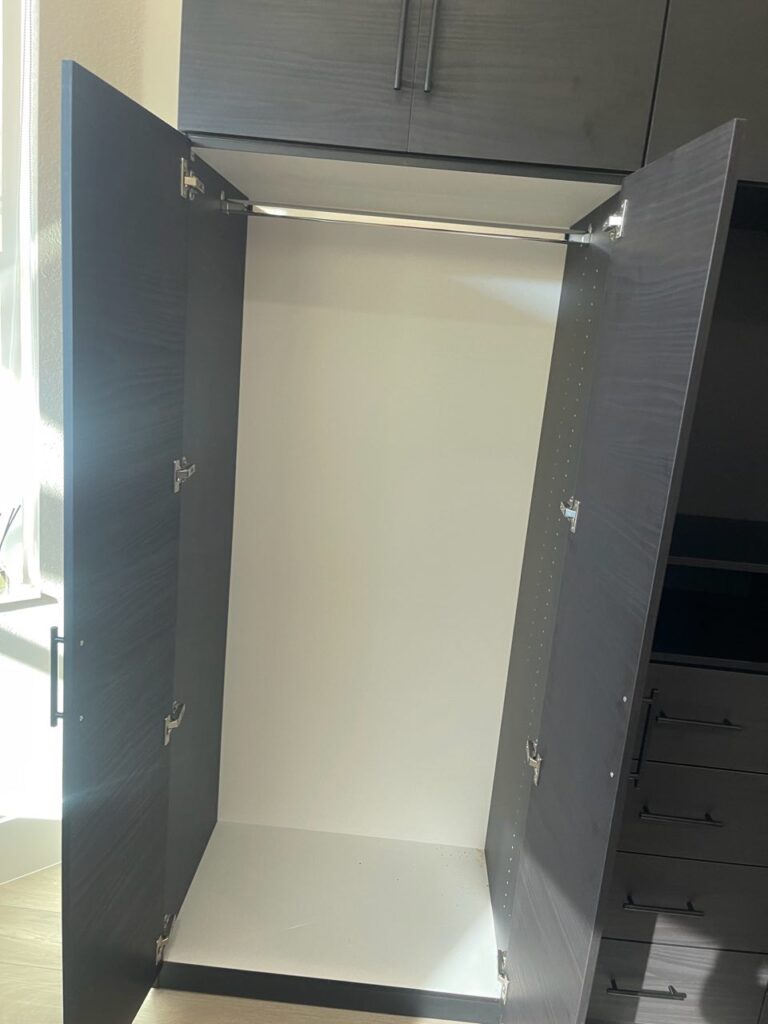 Aventa X-Tall TV Wall Unit with Maximum Storage for Naples Bedroom - Hang Rod