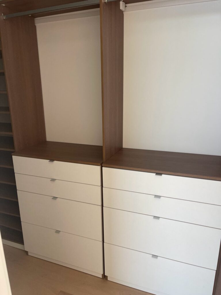 Walk in closet drawers