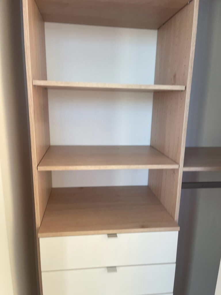 Reach in custom closet organizer