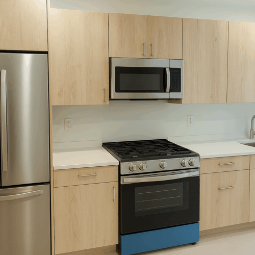 Custom Multi-Unit Kitchen Cabinets: White Wash Matte Finish in Philadelphia