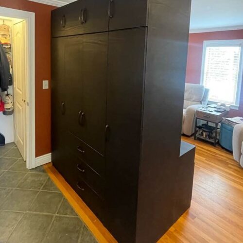 Custom Wardrobe & TV Stand Room Divider Installation in East Greenwich Rhode Island