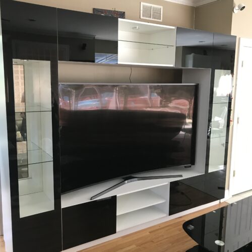 Black Glass Entertainment Center Installation in Berkeley Heights New Jersey