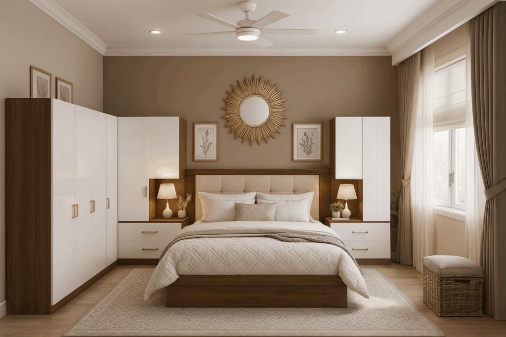 White Glossy Custom Pier Wall Bedroom Set