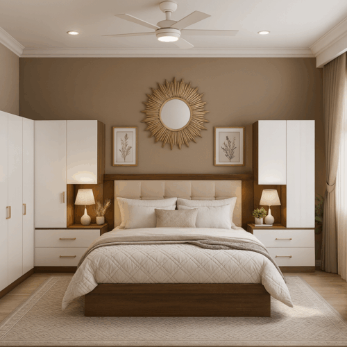 White Glossy Custom Pier Wall Bedroom Set