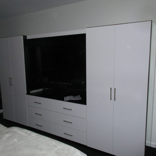 White Glossy Custom TV Armoire | Owings Mills, Maryland