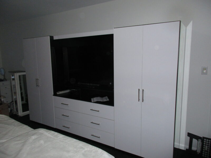 White Glossy Custom TV Armoire | Owings Mills, Maryland