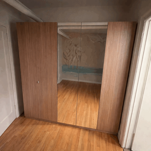 Natural Walnut Matte & Mirrored Wardrobe | NYC