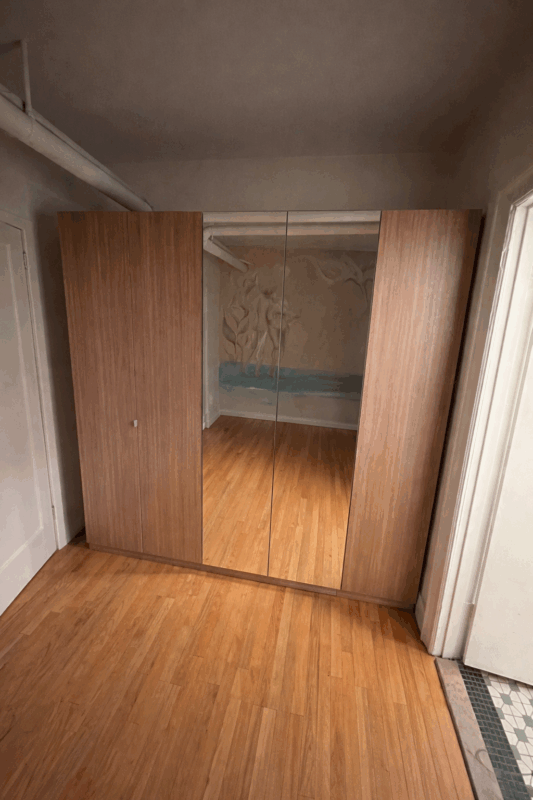 Natural Walnut Matte & Mirrored Wardrobe | NYC
