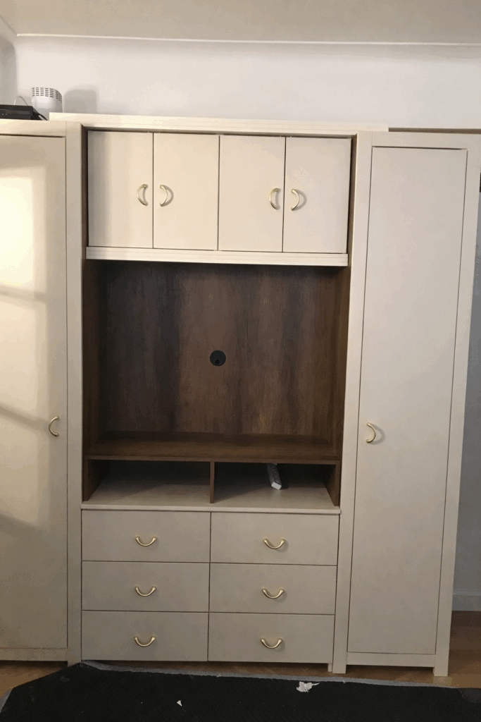 Beige Matte & Rustic Birch Custom TV Armoire | NYC