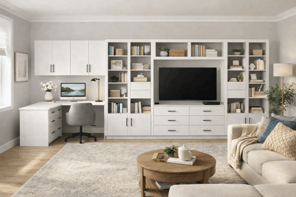 Versatile White Matte Custom Wall Unit