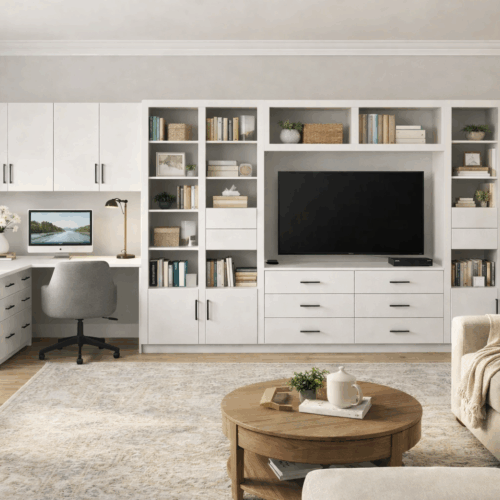 Versatile White Matte Custom Wall Unit