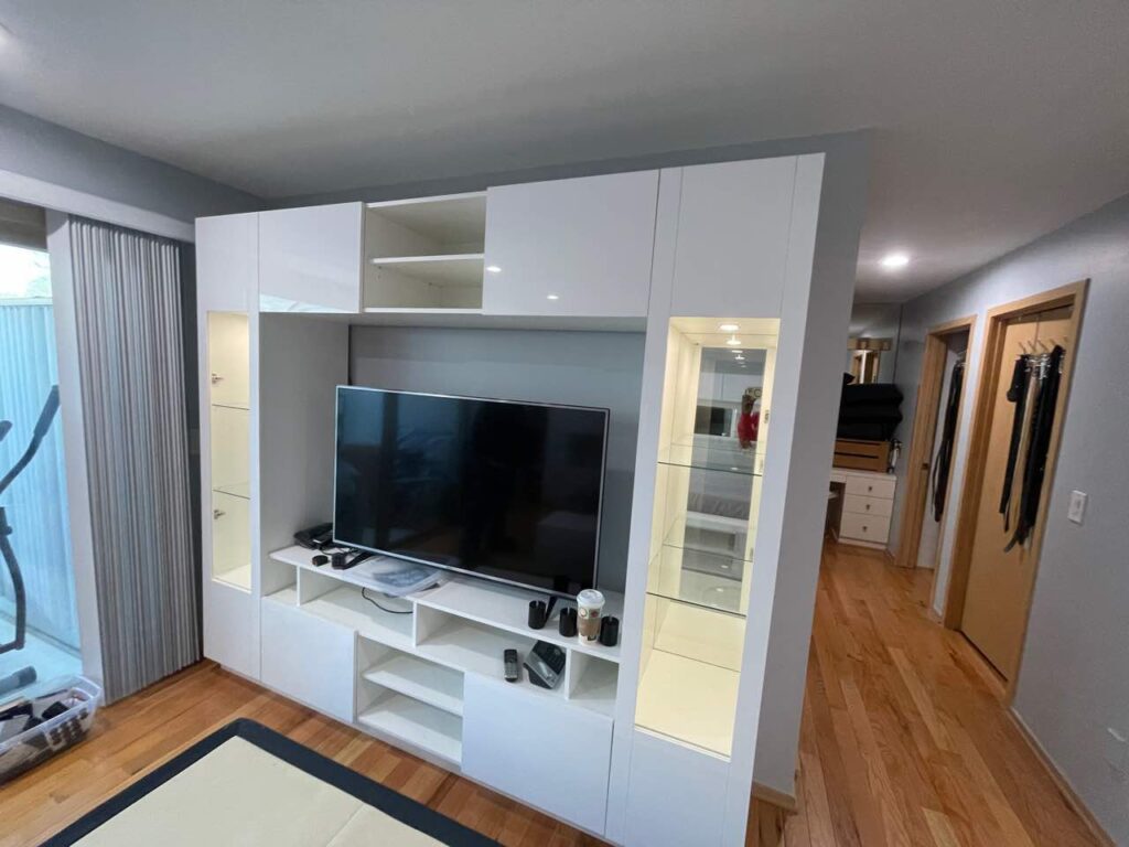 White Glossy Bedroom Suite & Tyler Wall Unit | Bloomfield Hills, MI