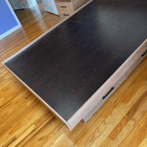 White Glossy & Natural Walnut Matte Bedroom Suite — Saddle Brook, NJ