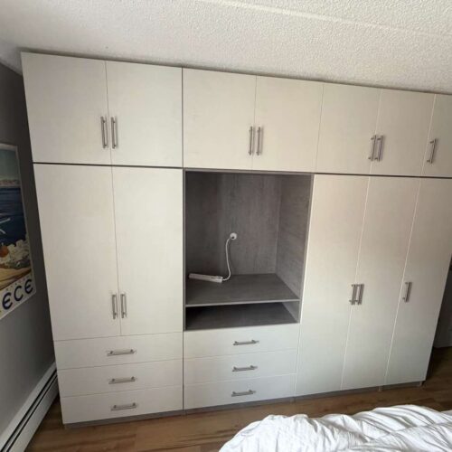 Custom Leather Pearl Matte Wardrobe Closet System | New York, NY