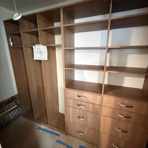 Custom Light Walnut Matte Bookcases & Study Closet | Spring Valley, NY