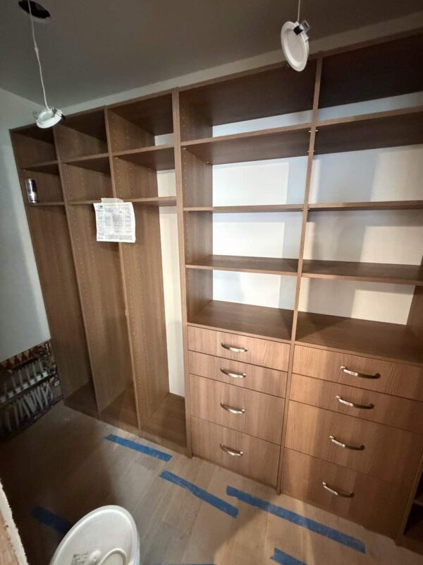 Custom Light Walnut Matte Bookcases & Study Closet | Spring Valley, NY