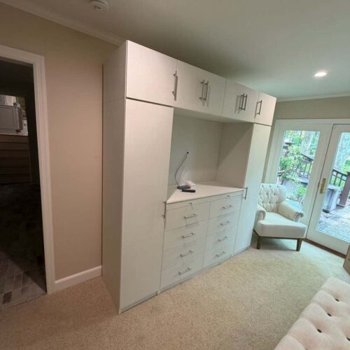 Custom Leather Pearl Matte TV Armoire | Scotch Plains, NJ