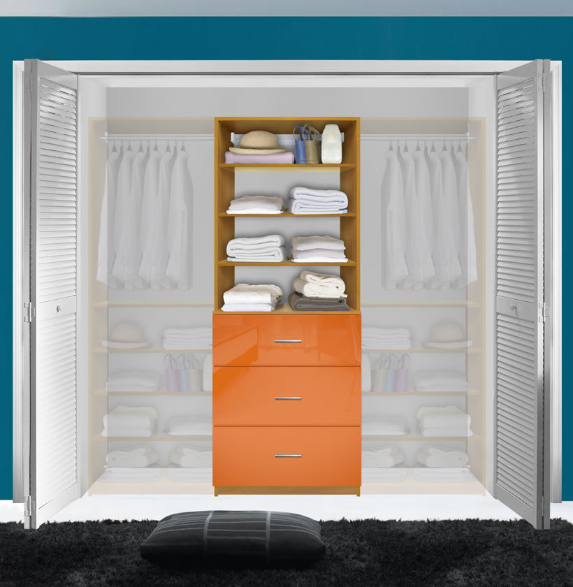 Isa Custom Closet System - 3 Deep Drawers, Adjustable Shelves ...
