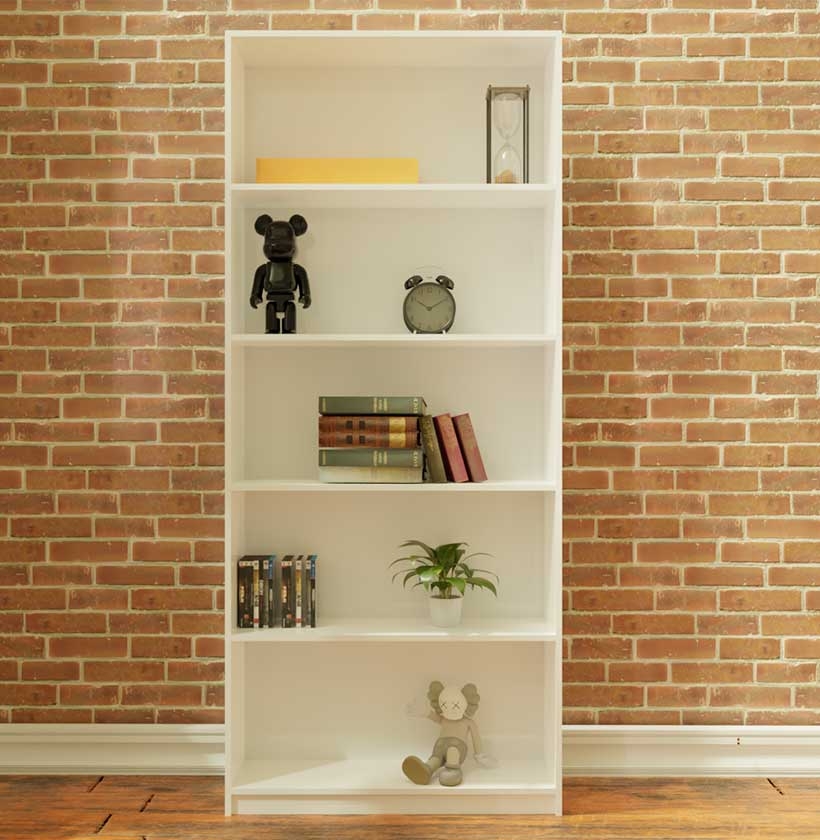 Alexis 7 Foot Bookcase With 5 Shelves, Bookcase 5 Feet Tall In Inches And