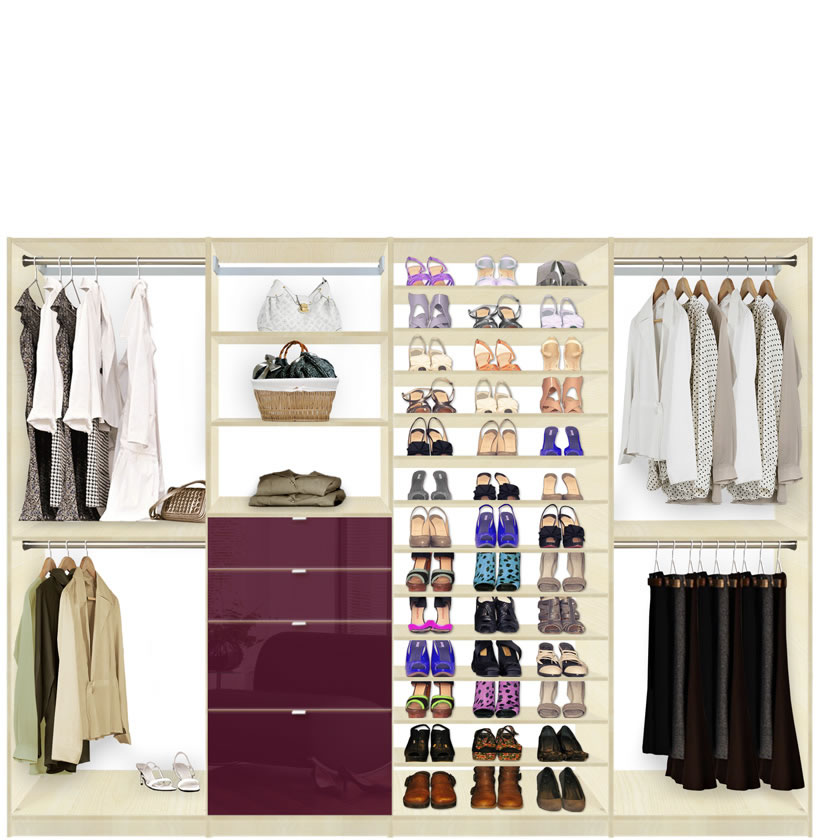 Isa Closet System Max Shoe Storage, Wardrobe With Shelves And Drawers