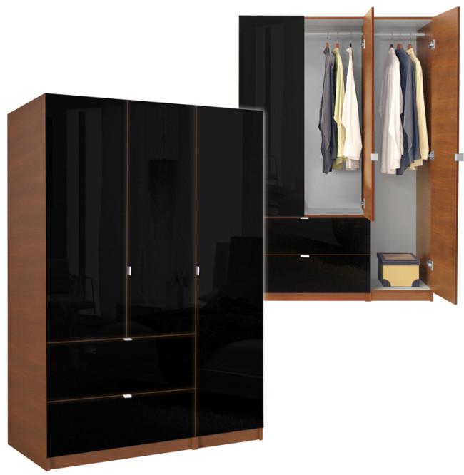 Black Wardrobe Armoire 3 Door