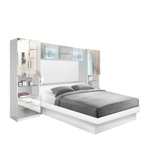 Mirrored Headboards Contempo Space, Queen Bed Frame With Shelves In Headboard