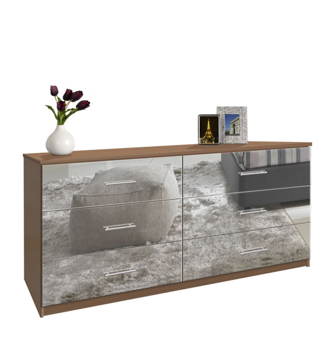 Mirrored 6 Drawer Chest Dresser