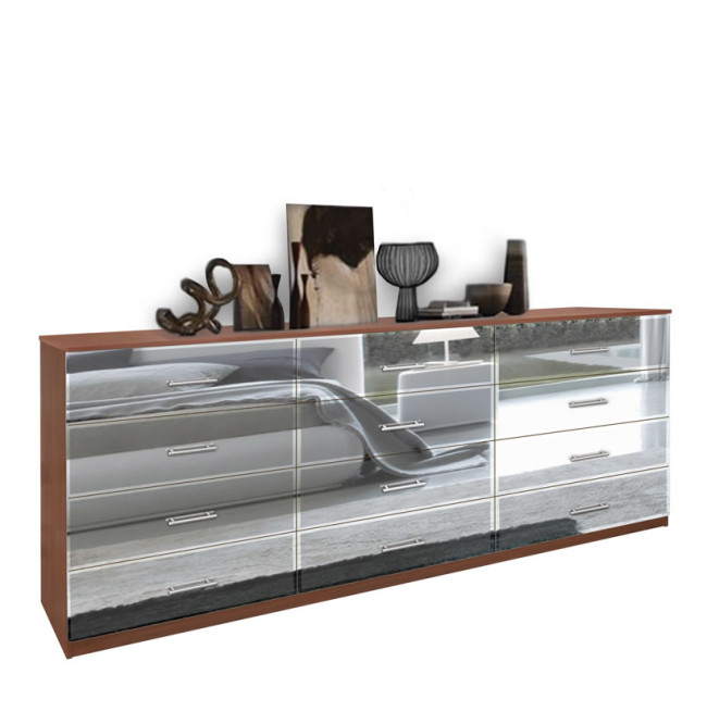 Mirrored Triple Dresser Long 12 Drawers